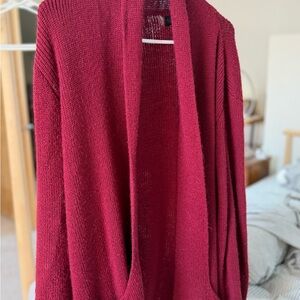 All alpaca Elegant Burgundy Open-Front Sweater